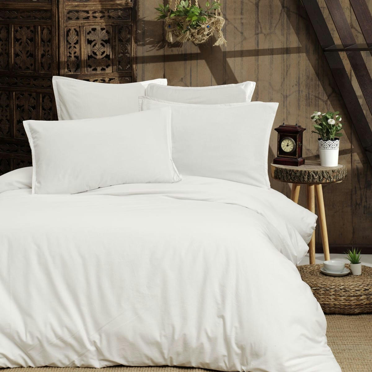 ORGANIKA - Housse de couette en coton lavé biologique  blanc 240x220 cm