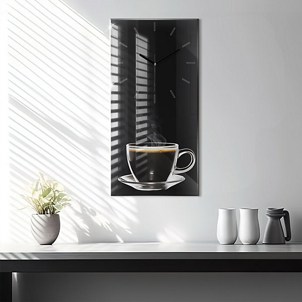 Horloge murale Wallfluent 30x60 cm Aiguilles noires Café noir 1 pcs