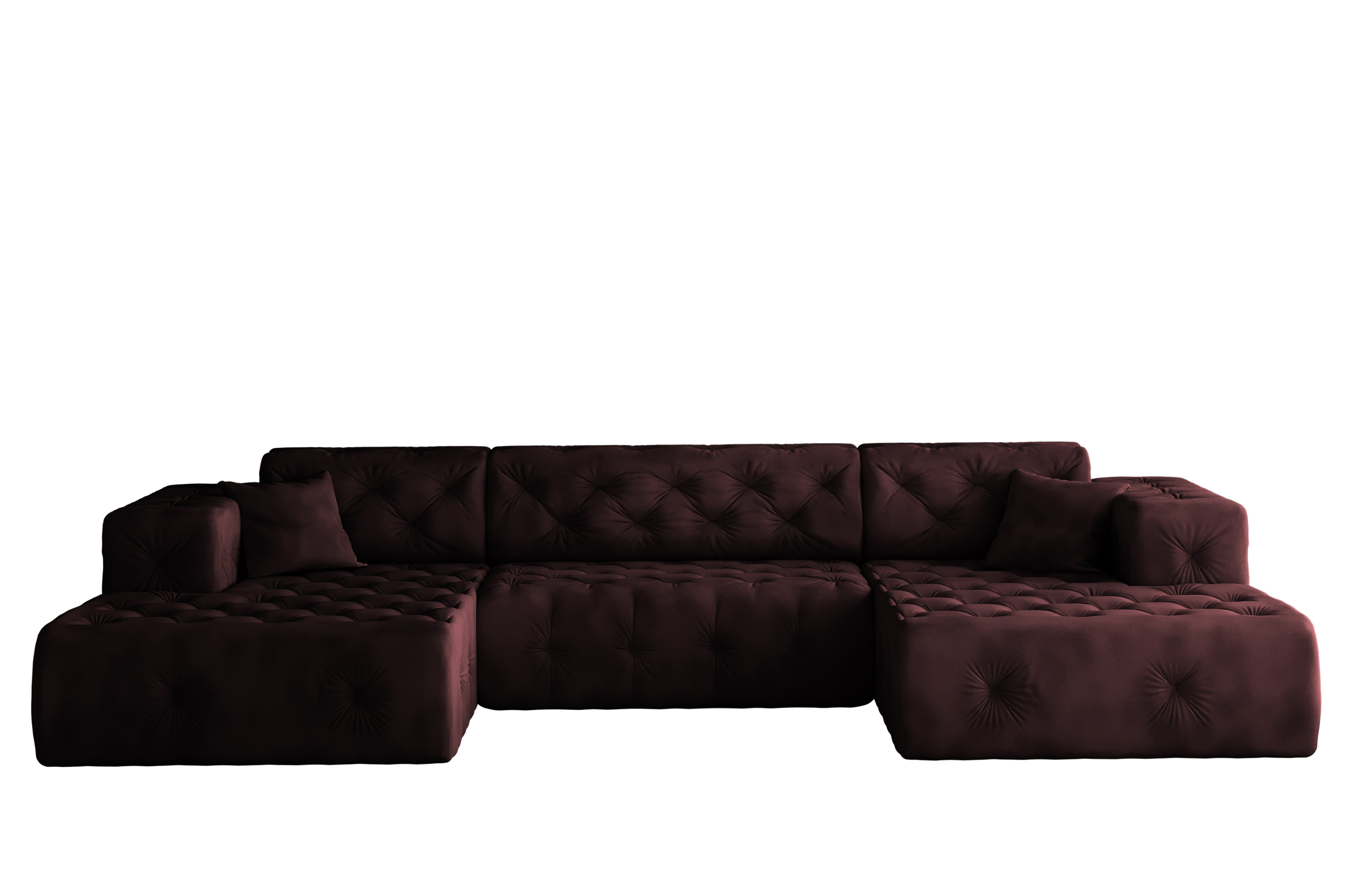 Sofa w kształcie U LUX narożnik, tkanina Whisper, Bordowy