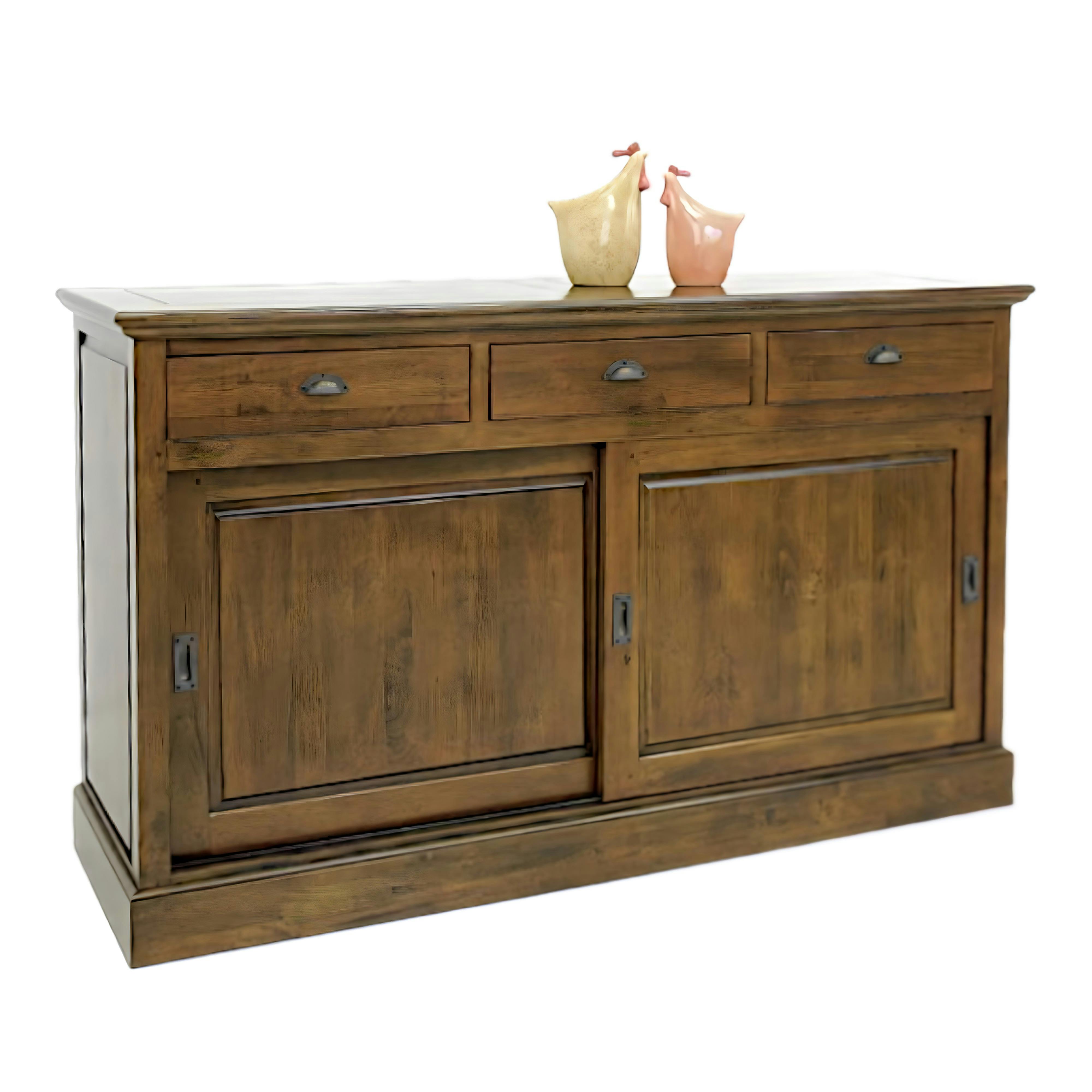 Buffet ancien 2 portes coulissantes hévéa 160cm TRADITION