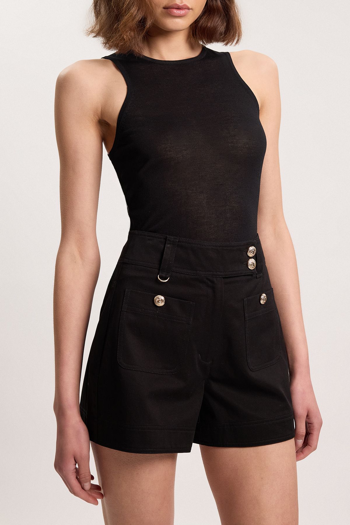KarenMillen Cotton Utility Button Detail Short