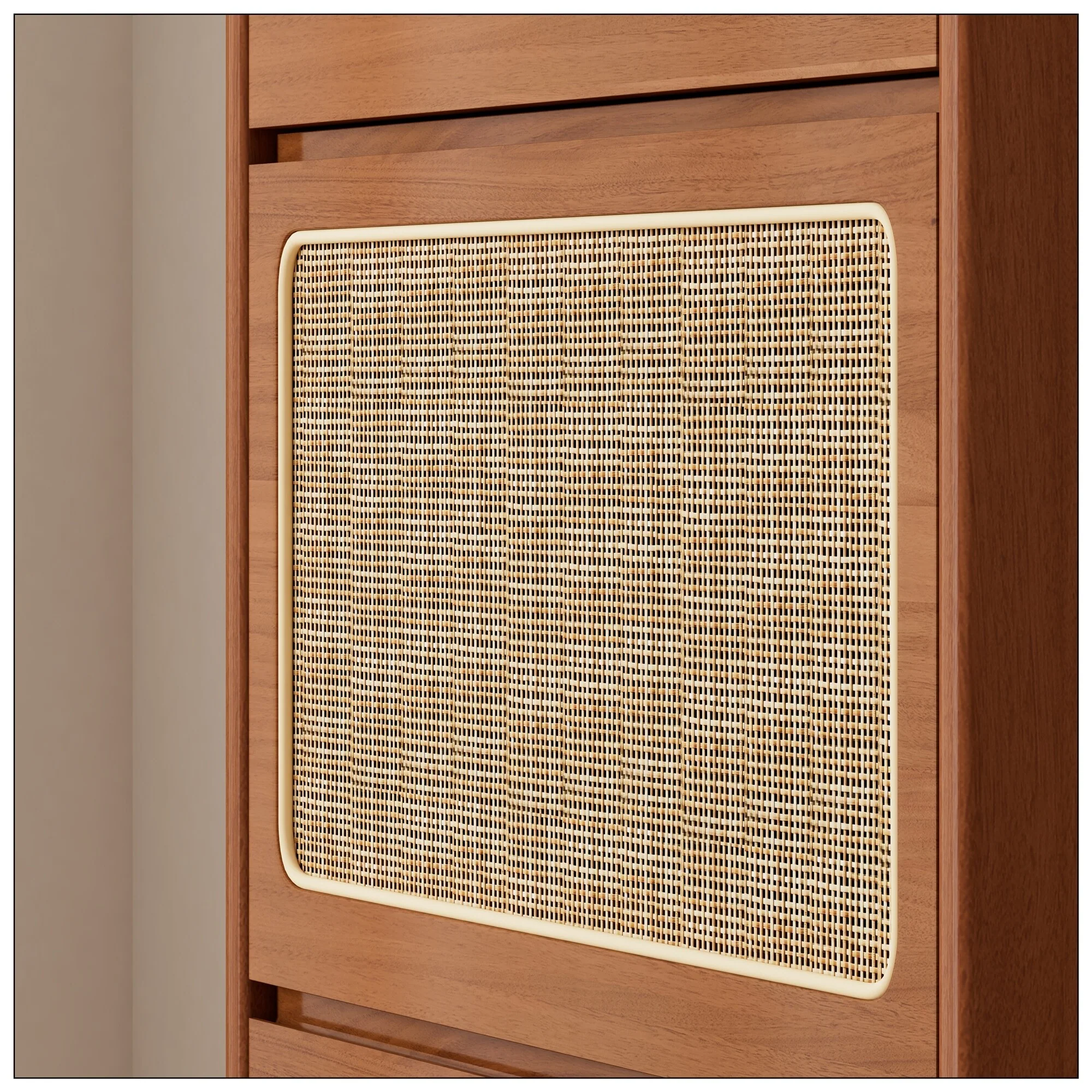 Rattan Shoe Cabinet with 3 Flip Drawers for Entryway