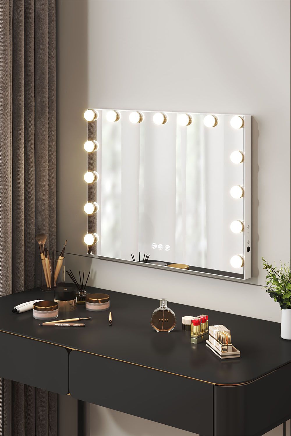 H&O Direct Hollywood Makeup Lighted Mirror Rectangle Cosmetic Mirror