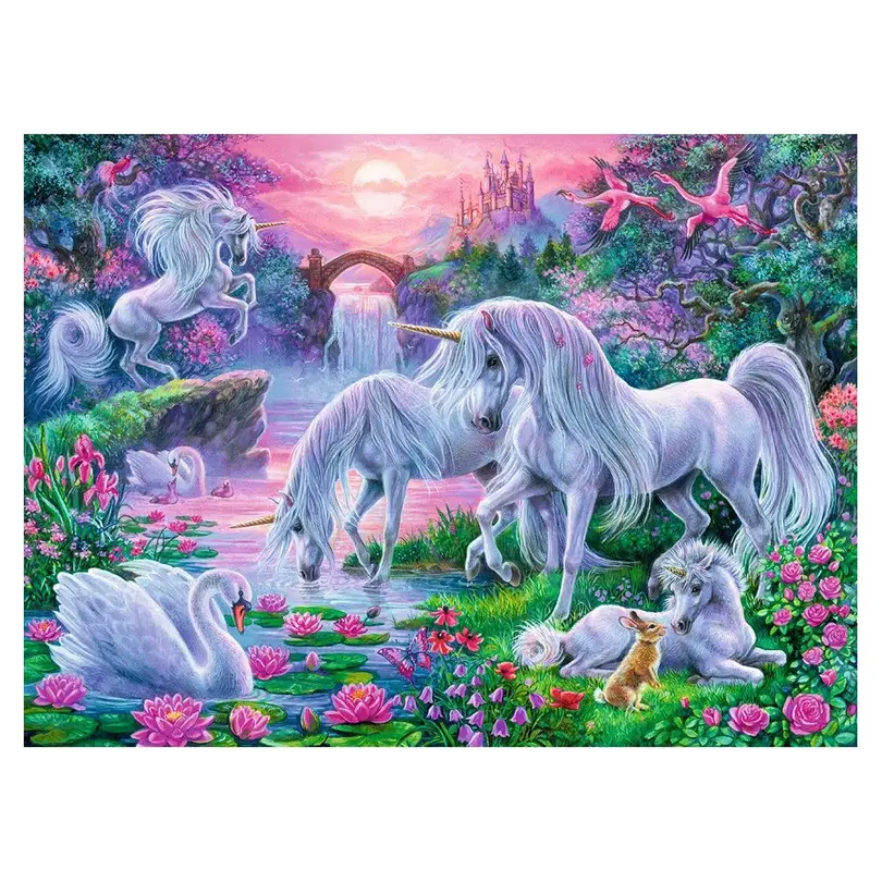 Puzzle Einhörner im Abendrot