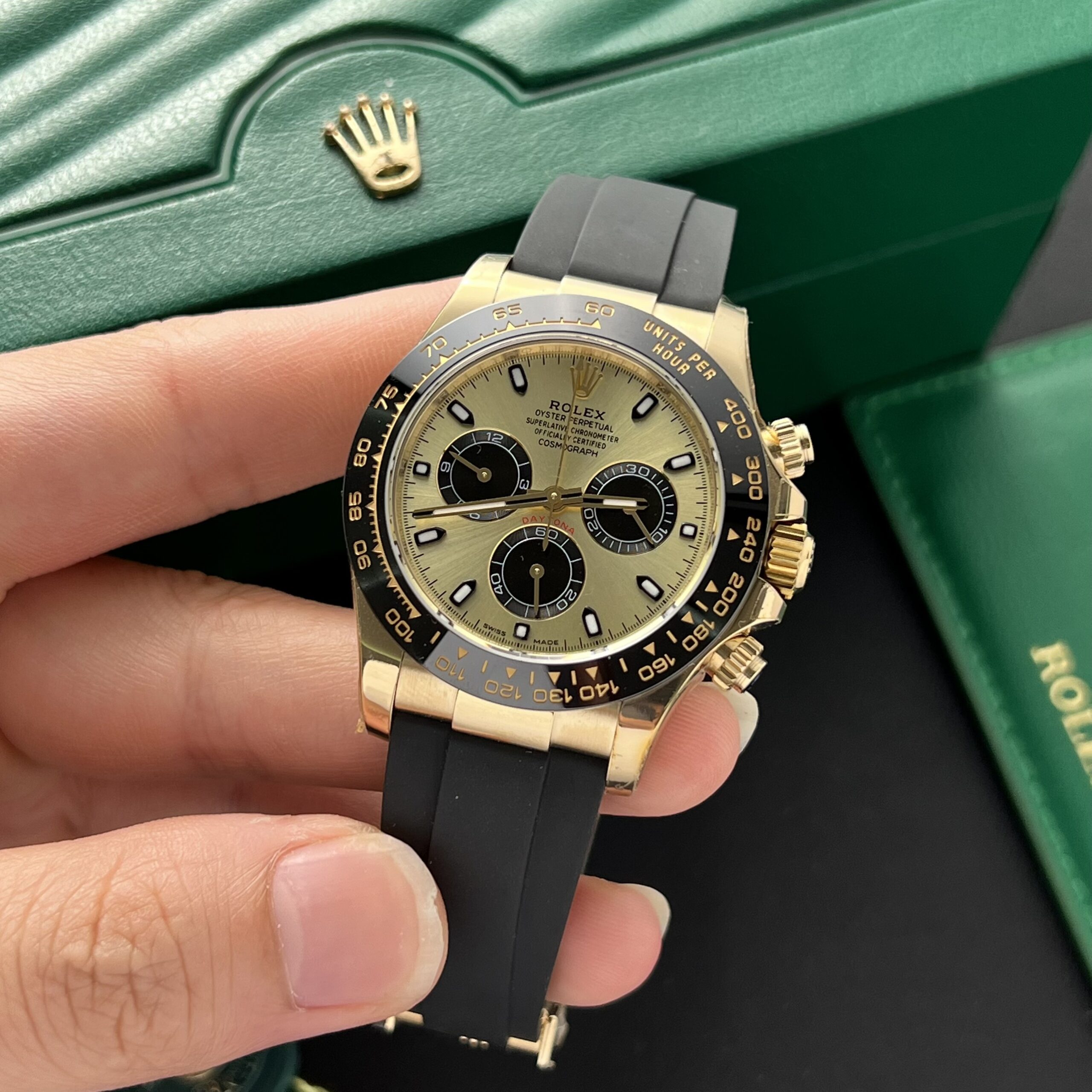 Rolex Daytona 116518LN YG Plated Champagne/Black Dial 40mm Oysterflex Super Clone