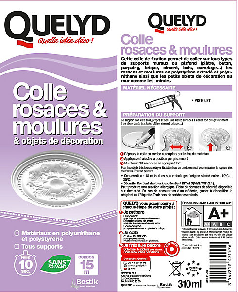 Colle Quelyd pour Rosaces, Moulures et Objets de décoration Cartouche 310 ml