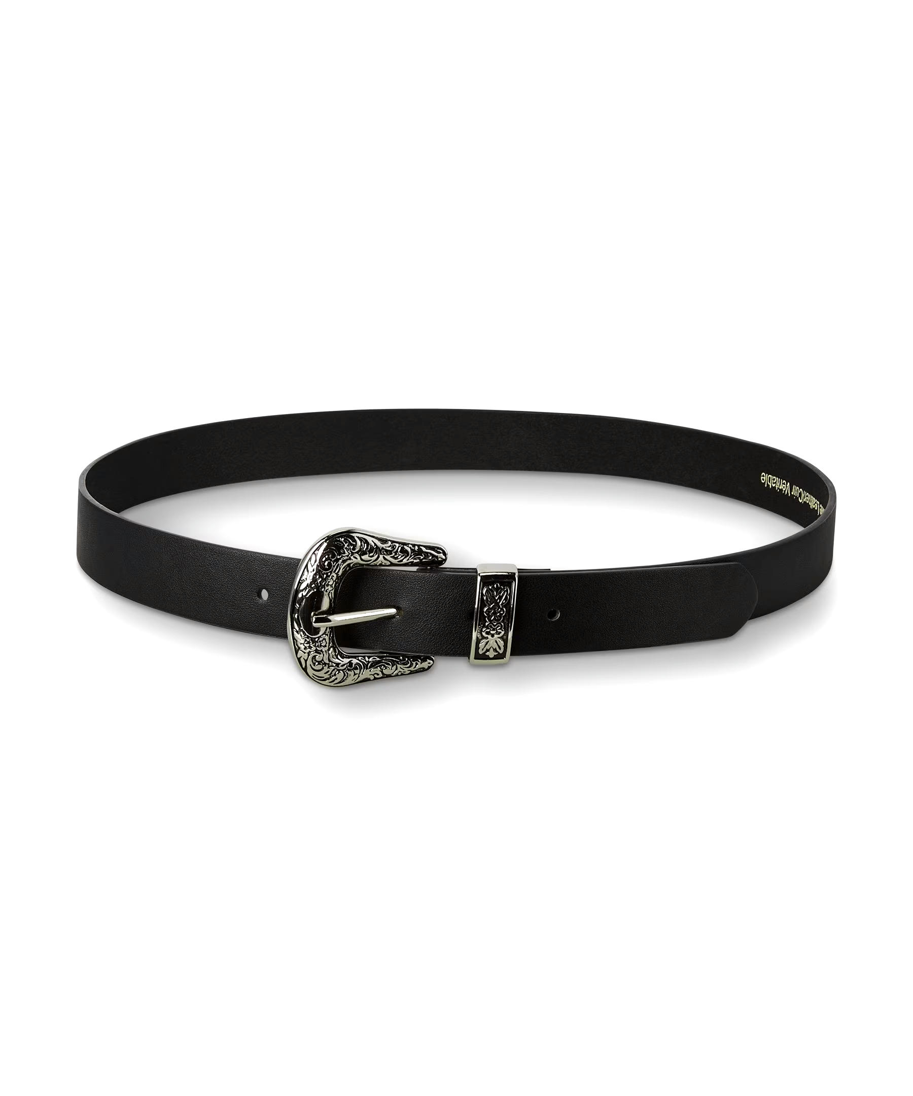 Denver Hayes Women's 1 Inch Leather Belt with 2 Piece Buckle