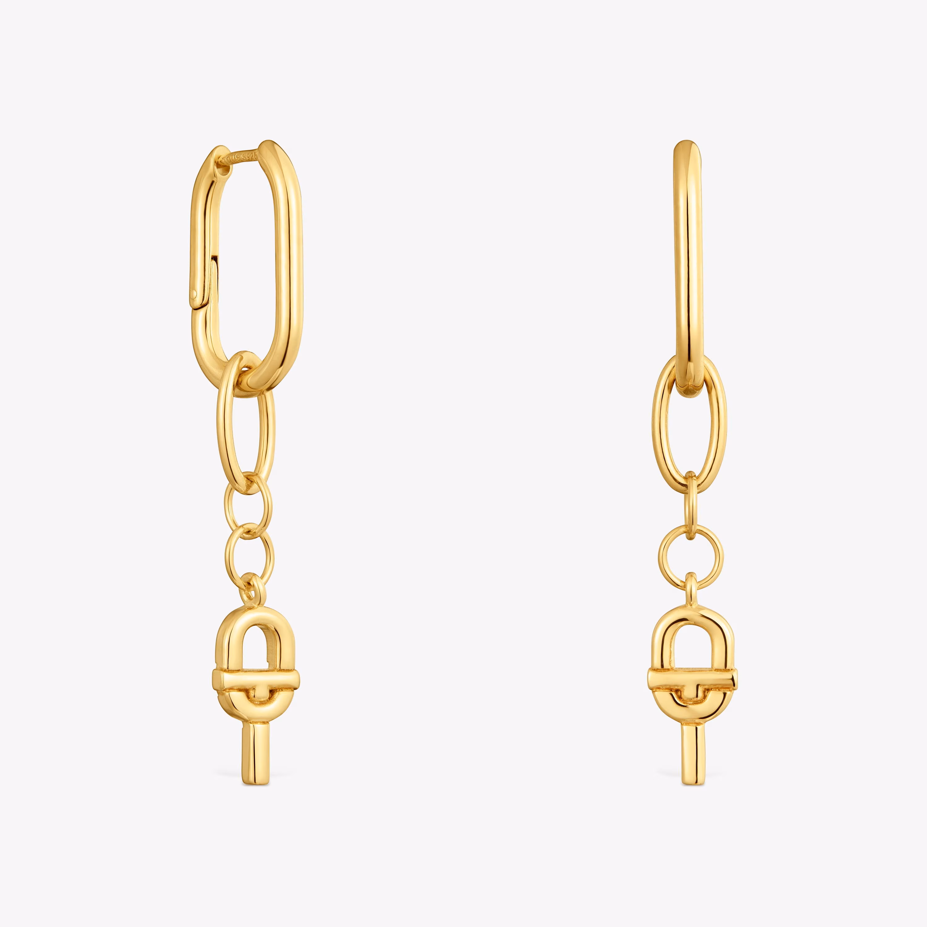 Pendientes de aro largos con baño de oro 18 kt sobre plata TOUS MANIFESTO