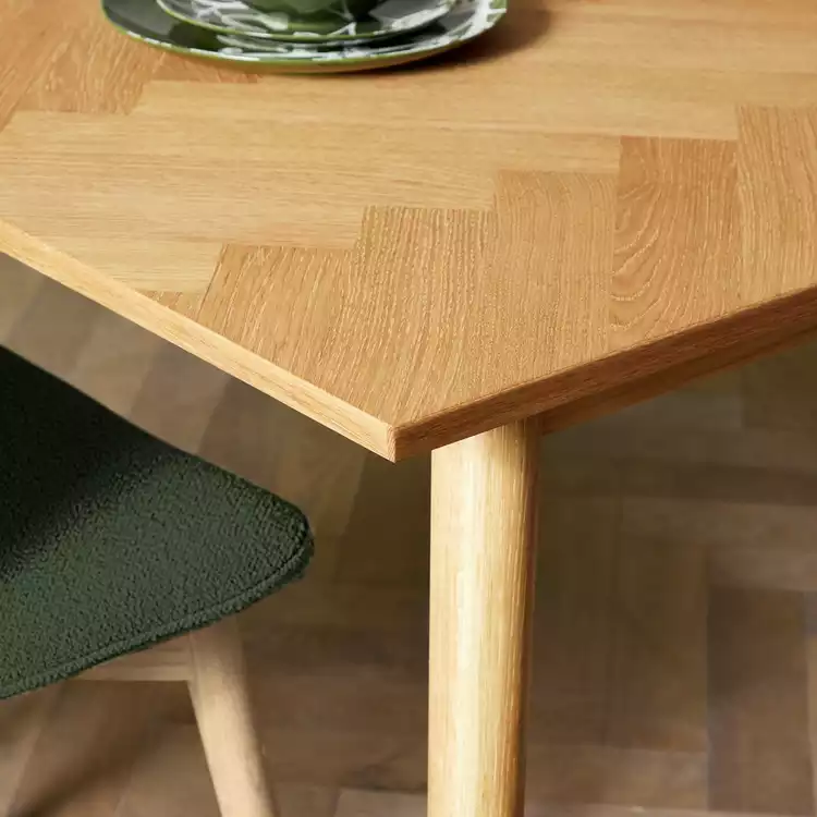 Habitat Dorney Oak Dining Table & 6 Green Chairs