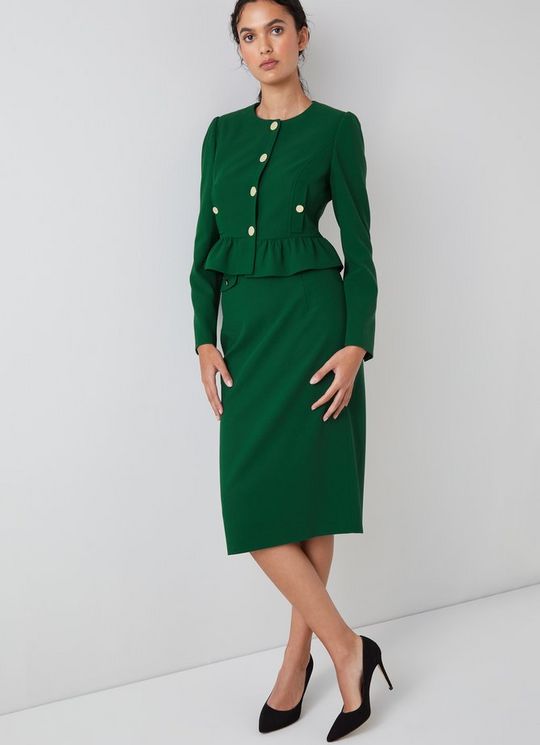 Folly Green Crepe Peplum Jacket