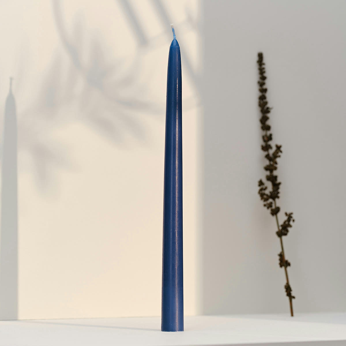 - 12 bougies flambeaux 8h Bleu Intemporel