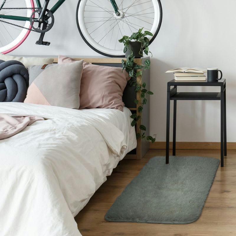 NEO - Tapis lavable à base fine et souple extra doux gris clair 60x90