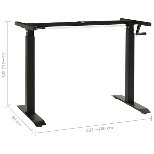 NNEVL Manual Height Adjustable Standing Desk Frame Hand Crank Black