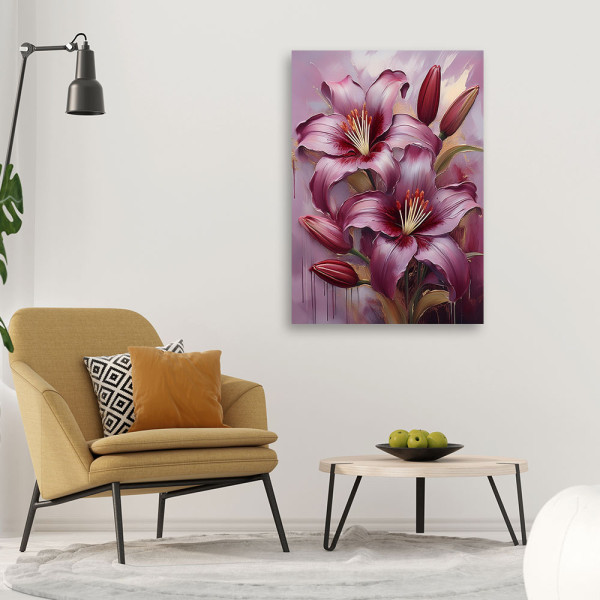 Feeby Obraz na płótnie, Kwitnące Kwiaty Lilia Malowana 40x60