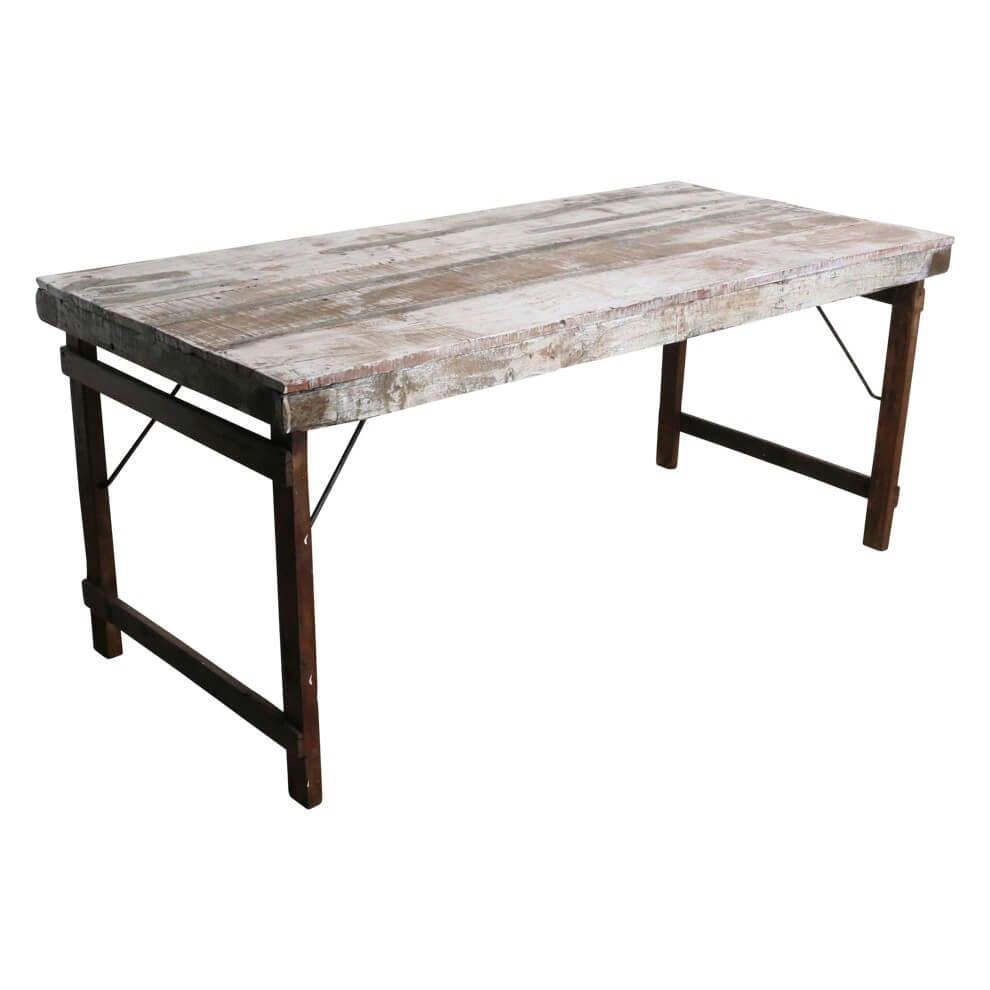 VINTAGE - Table pliante bois blanc