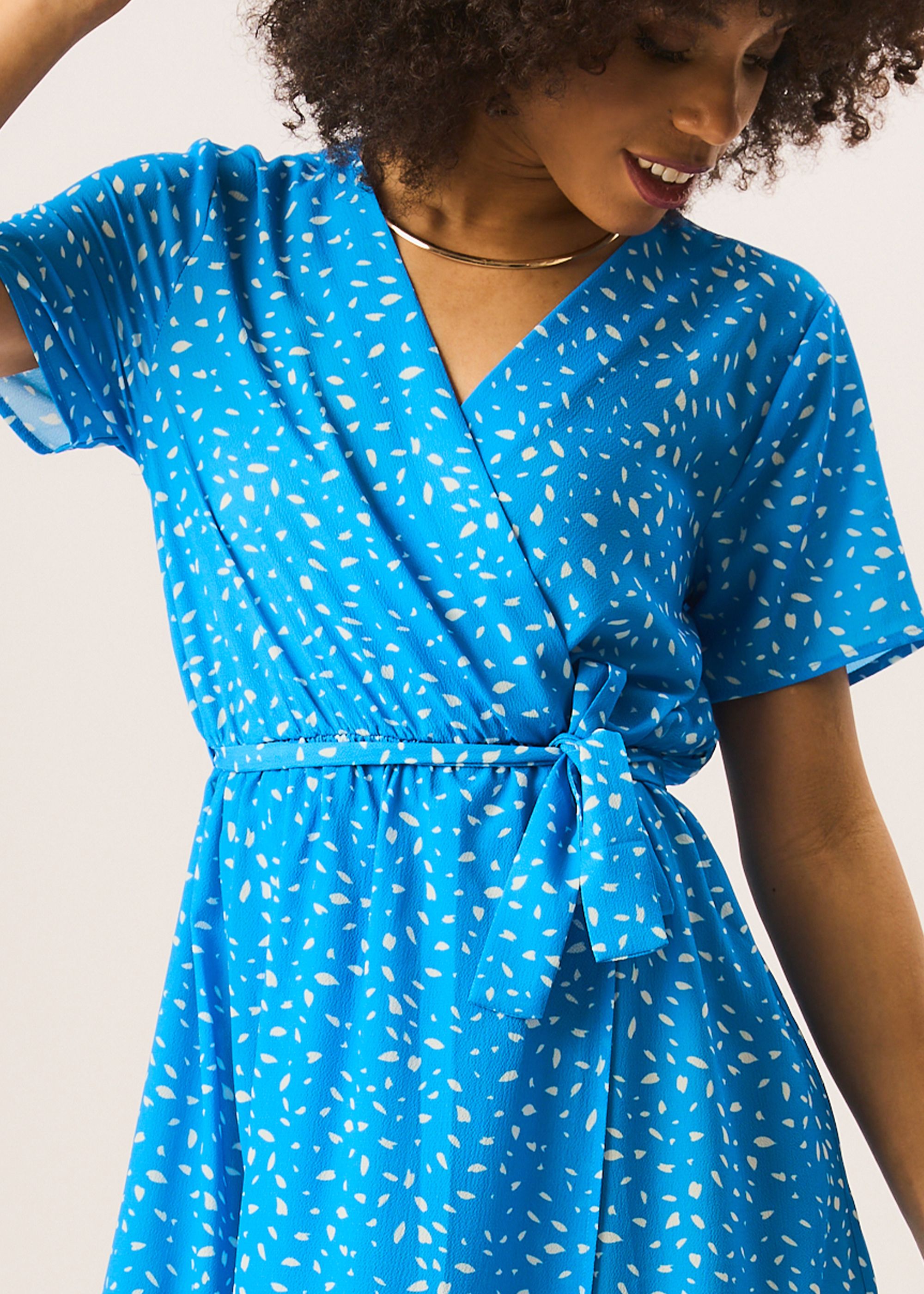 Gini London Blue Animal Print Wrap Midi Dress