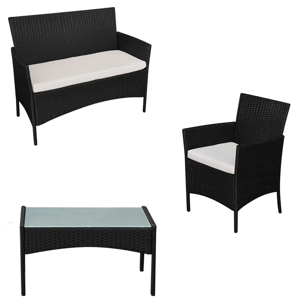 Happy Garden Tuinmeubilair CORFOU - Zwart - Geweven hars