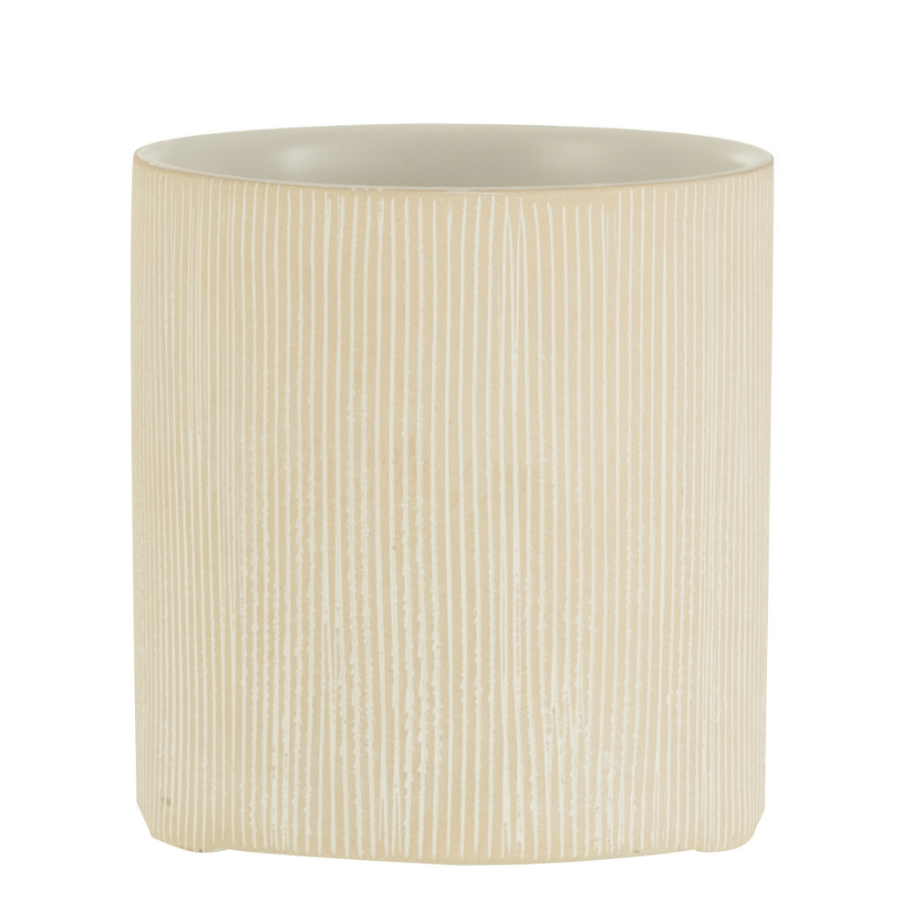 J-Line bloempot Maria Rond - keramiek - wit - small - Ø 12 cm