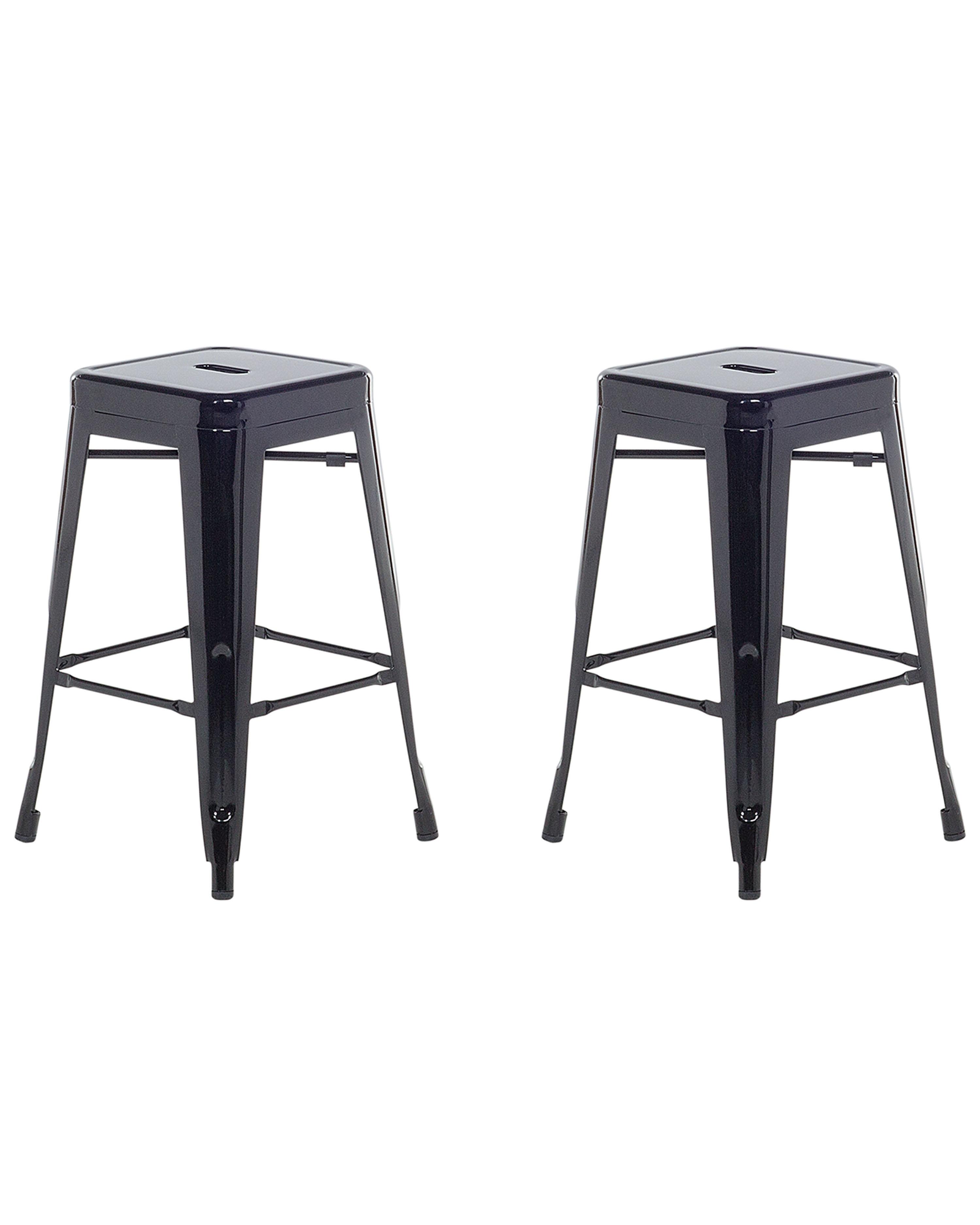 Set of 2 Bar Stools CABRILLO Metal Black
