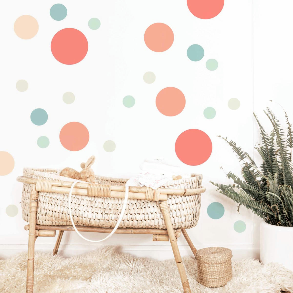 CIRCLES1 - Stickers muraux en vinyle rondes mix pêche et vert