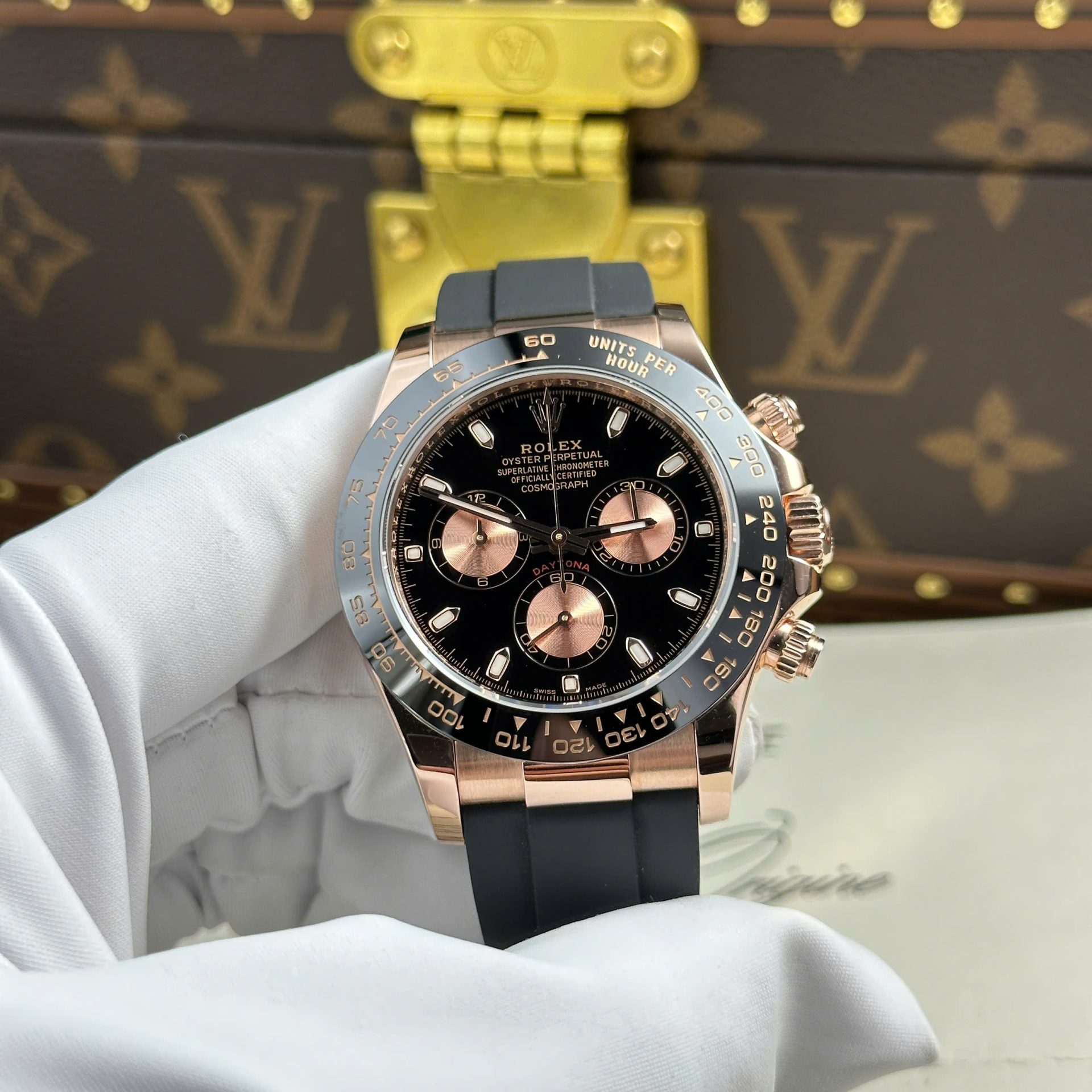 Rolex Daytona 116515LN RG Plated Black Dial 40mm Oysterflex Super Clone