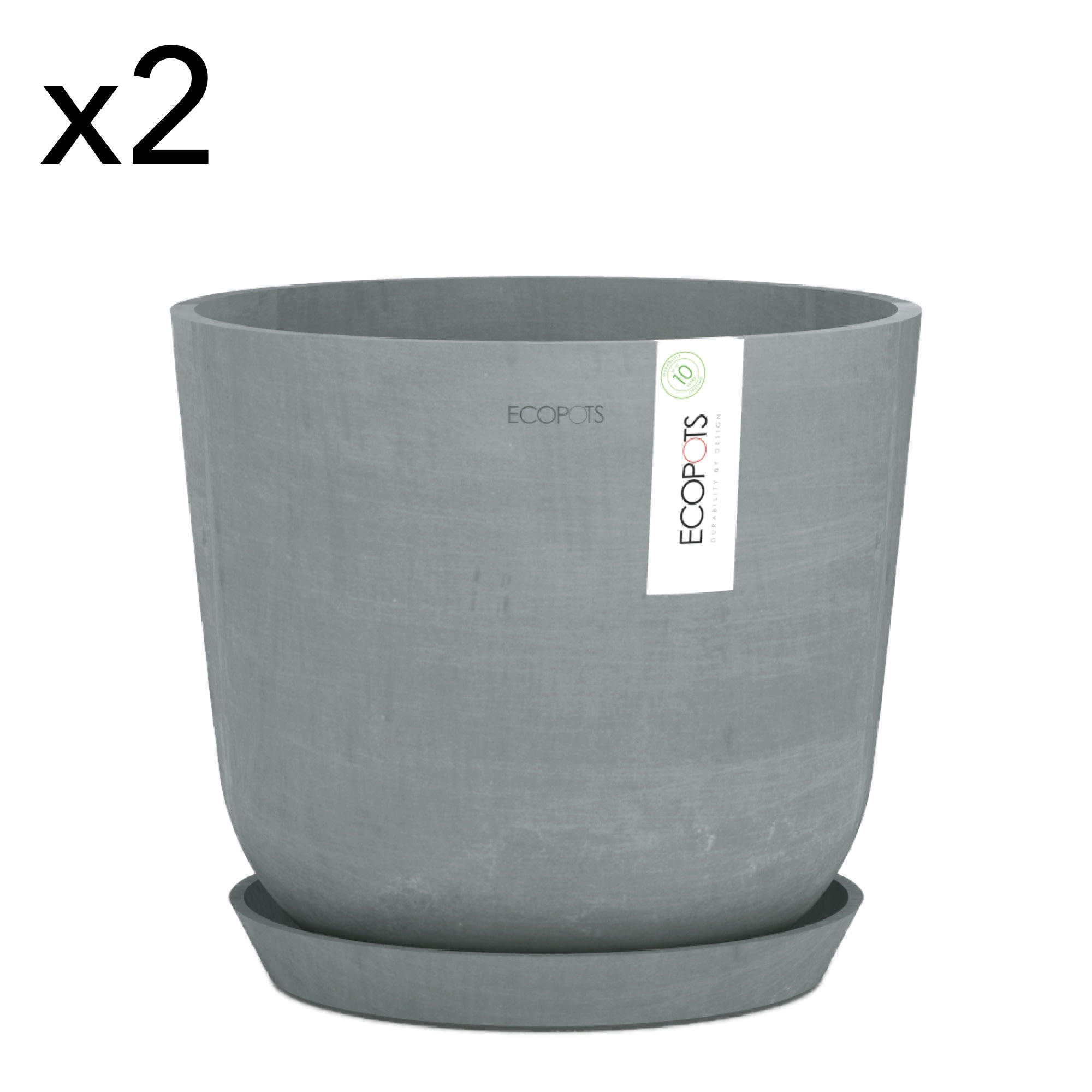 OSLO - Pots de fleurs avec soucoupe terracotta D25 - lot de 2