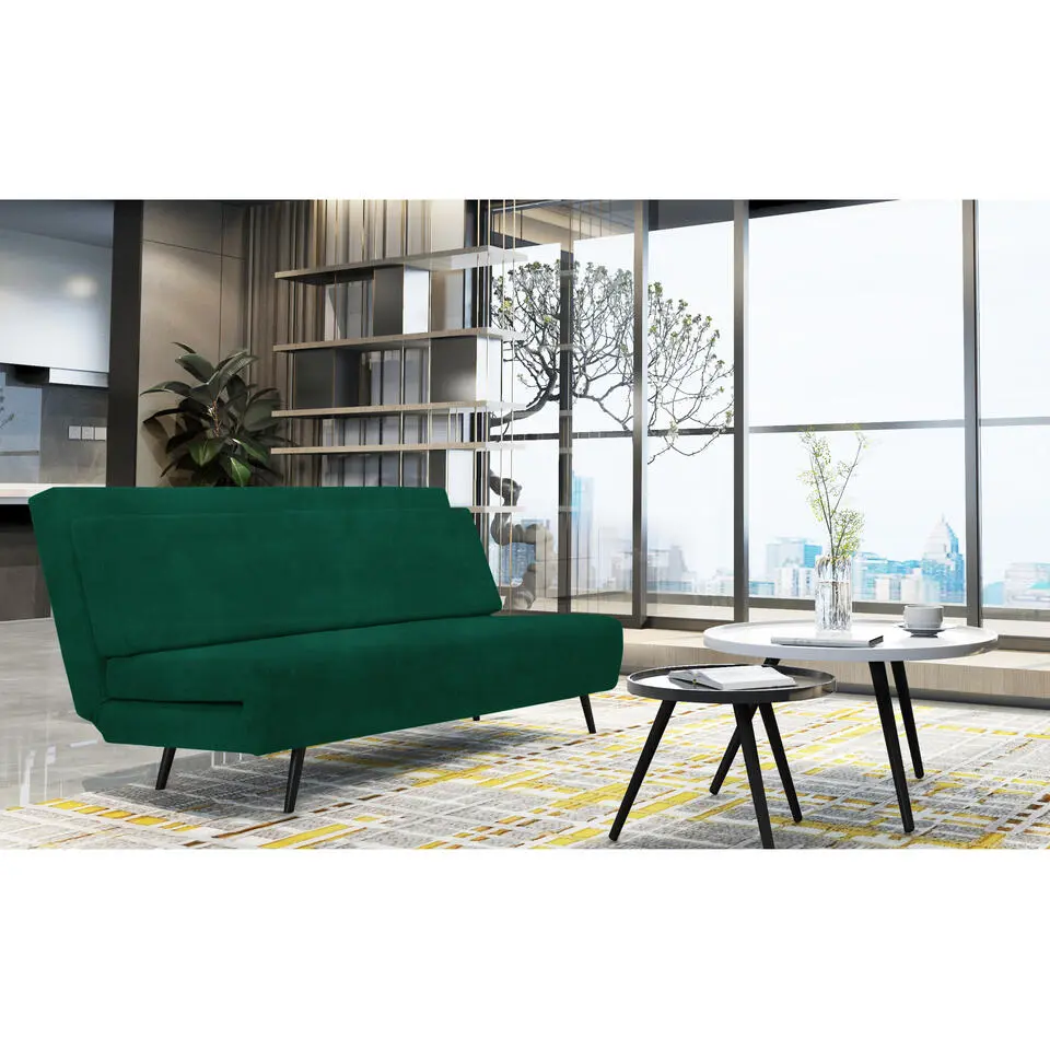 Mallory - Slaapbank 140 cm in donkergroene fluweel