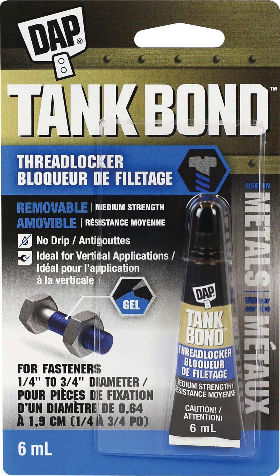 DAP Tank Bond Medium-Strength Threadlocker Glue Adhesive, Locks & Seals Fasteners, 6-mL