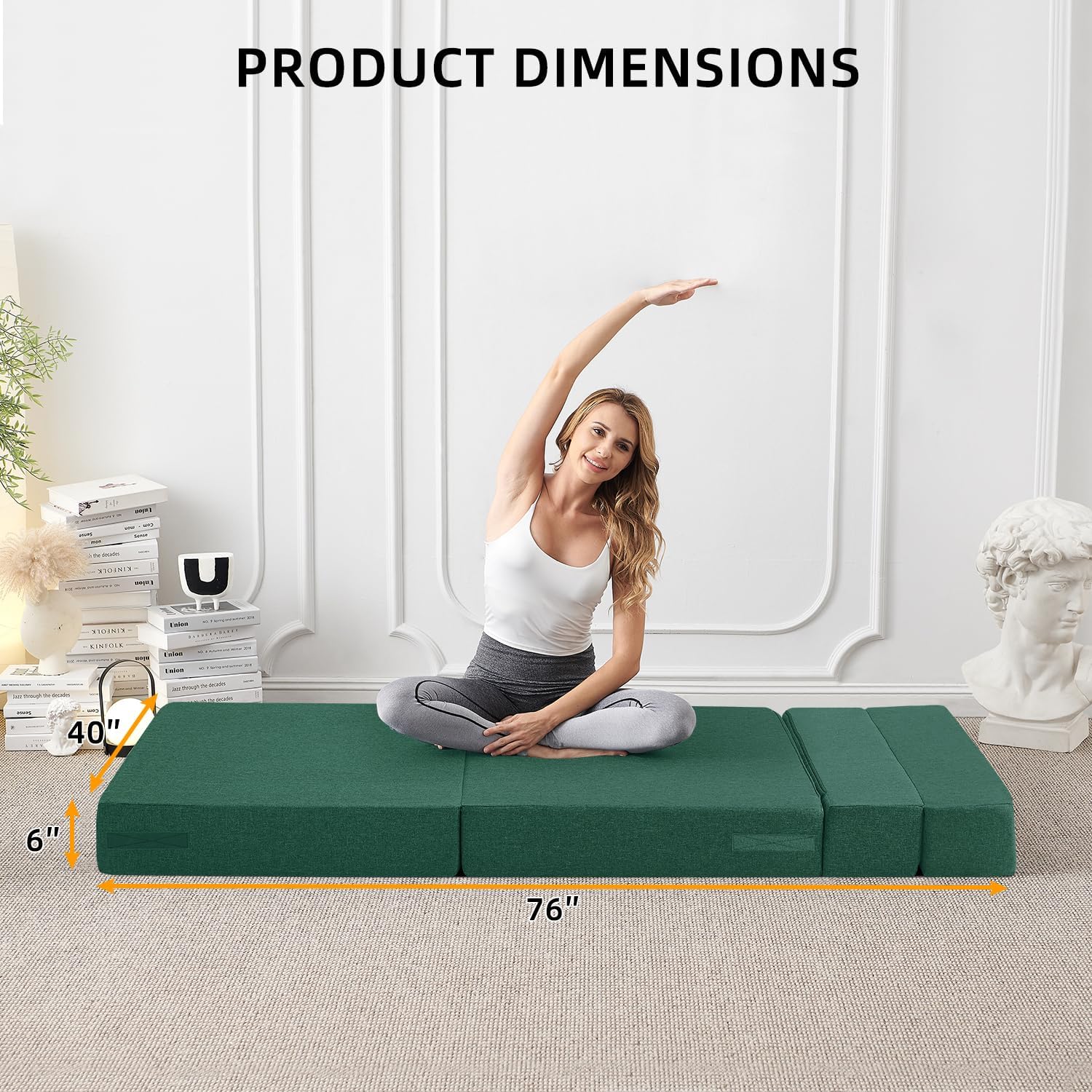 FILUXE Folding Sofa Bed | Convertible Sleeper Chair Bed for Adults, Fold Out Chair to Bed Linen Futon Chair with Pillow, for Home Dorm Apartment RV Living Room, Standard Size,Dark Green