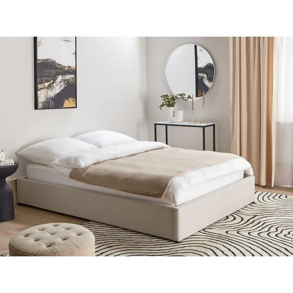 DINAN - Tweepersoonsbed - Lichtbeige - 140 x 200 cm - Polyester