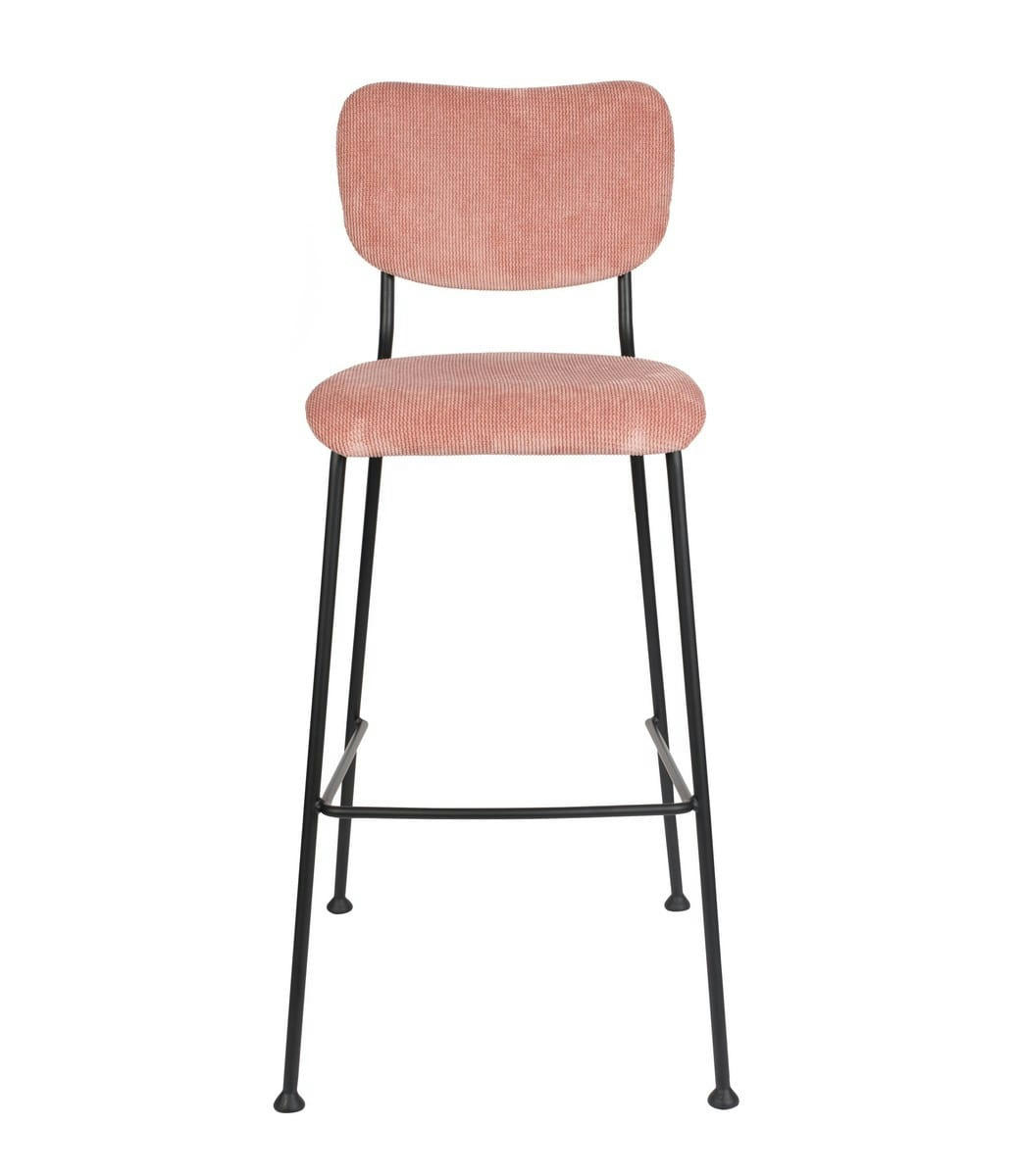 BENSON - Tabouret de bar rétro en velours rose