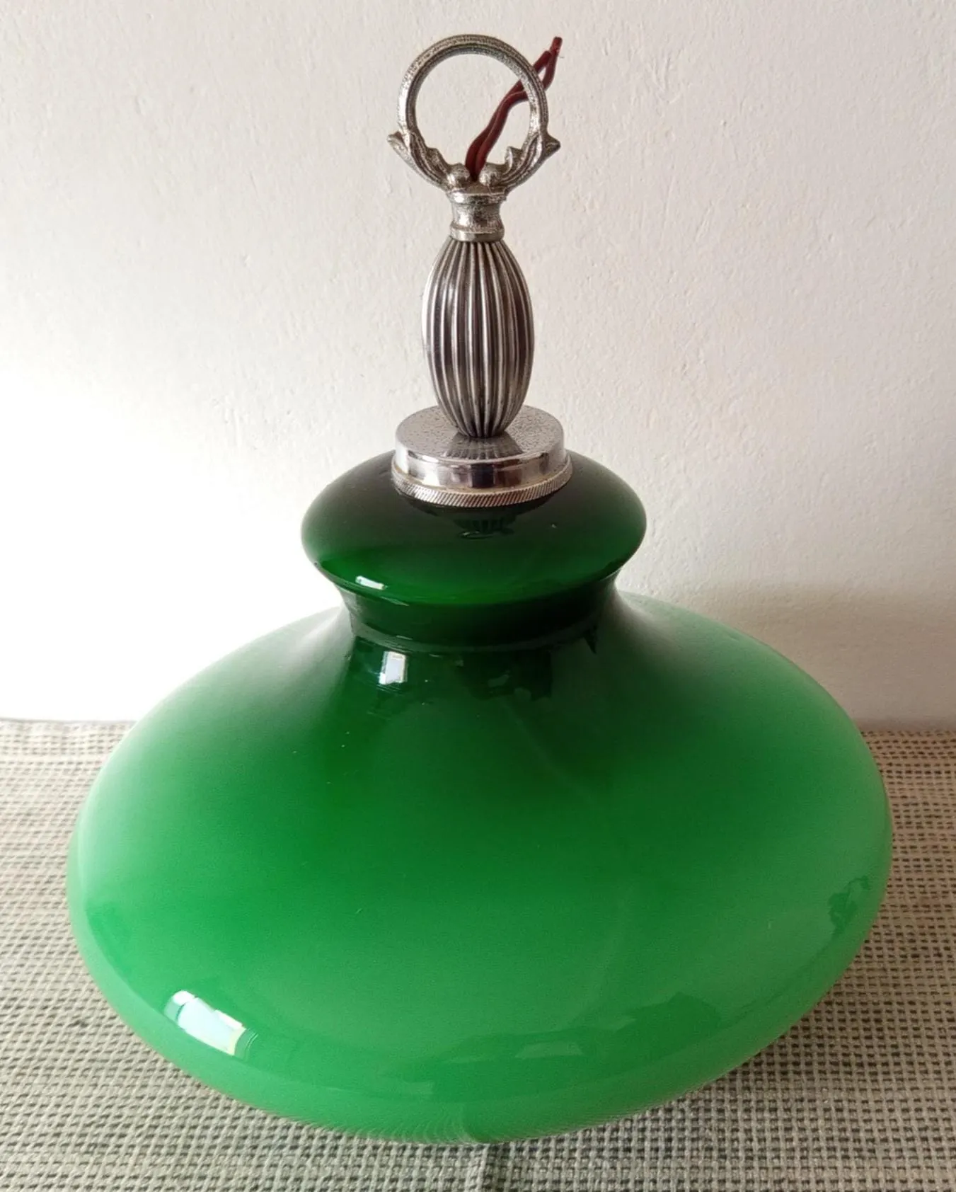 Vintage Green Opal Glass Pendant Light Mid-Century Lighting Space Age Style Ceiling Lamp Home