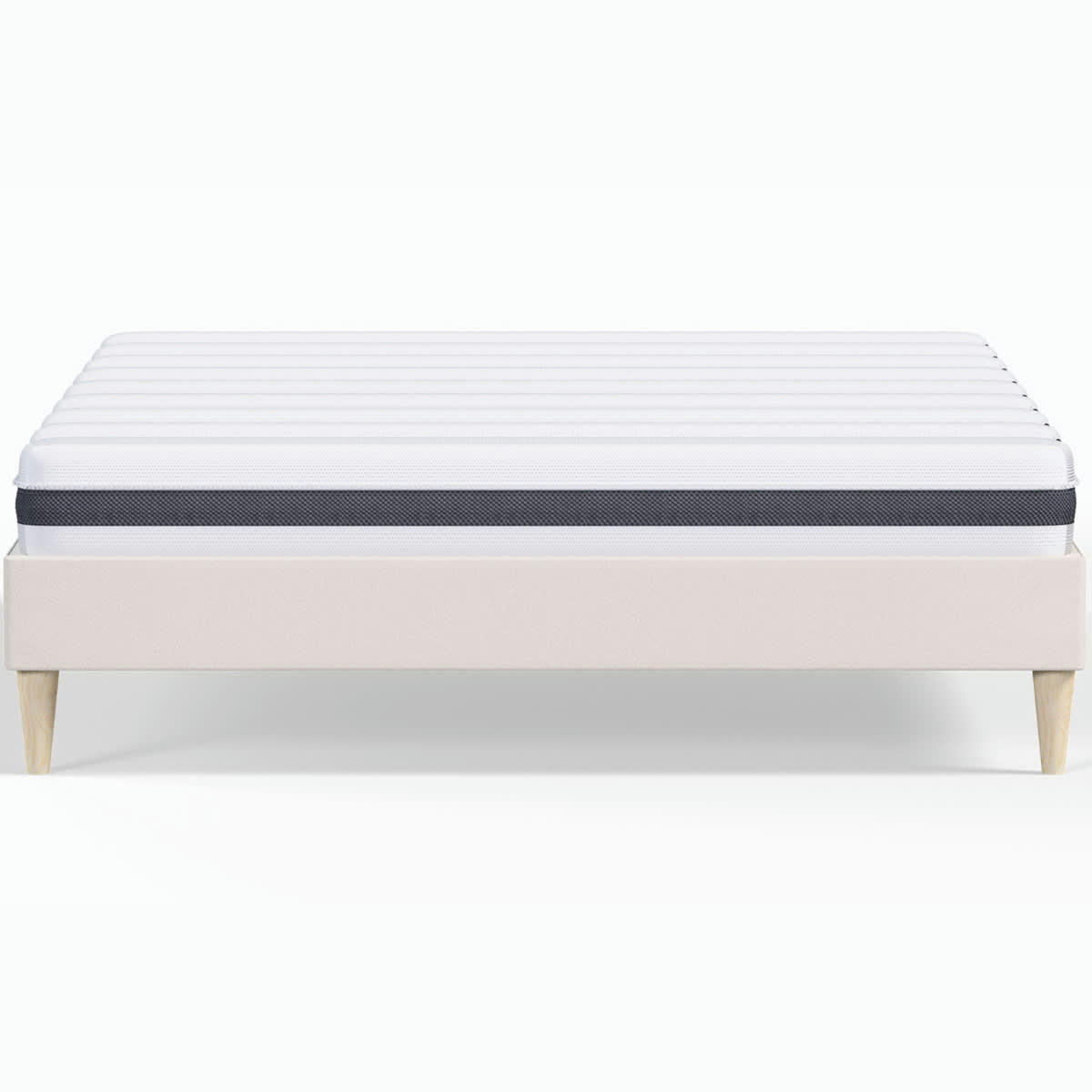 HYGIOSPRING & DINA - Pack lit 160x200 en velours beige + Matelas ressorts et Mousse HR