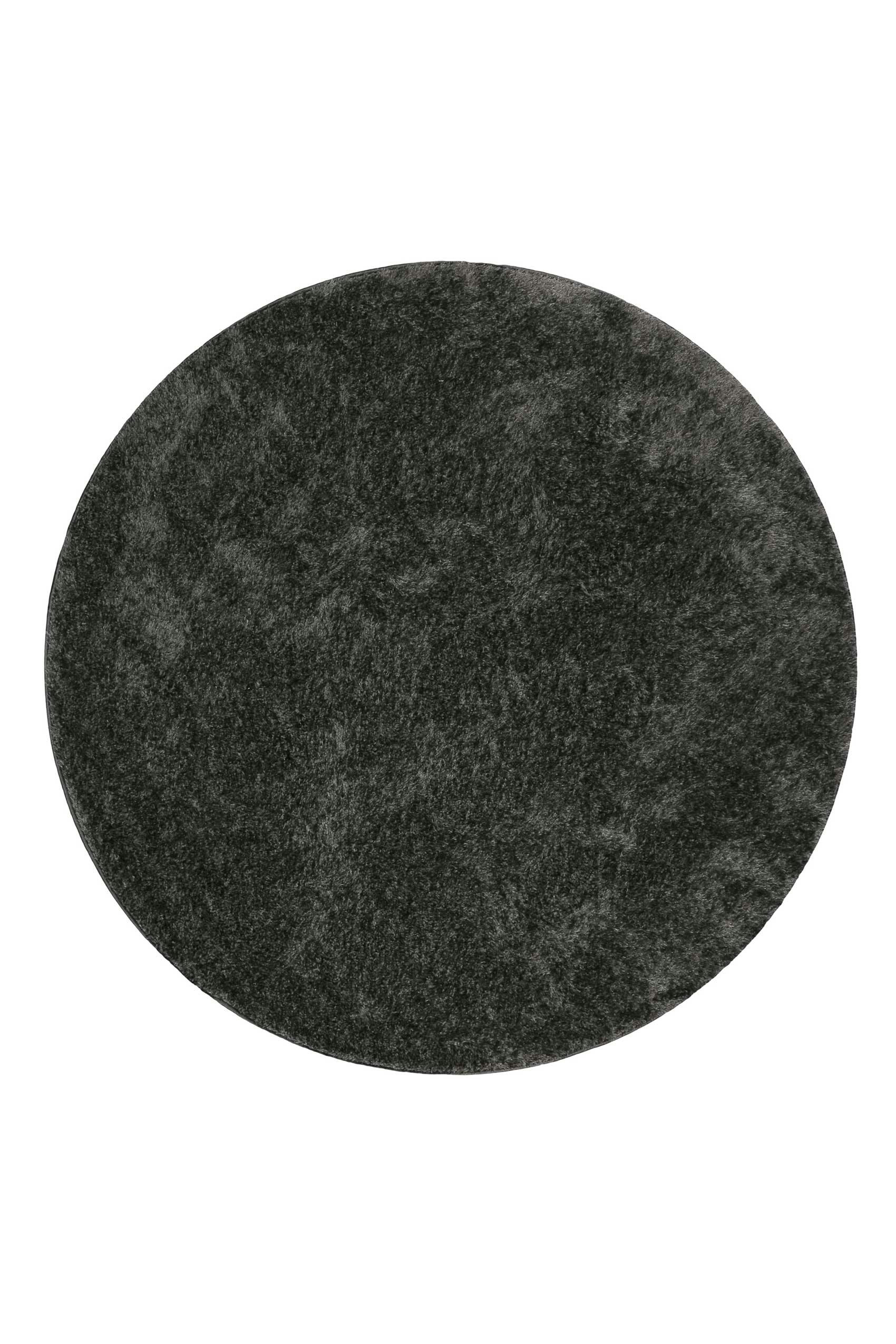 #SWAGGER SHAG - Tapis rond poils longs doux brillant gris anthracite 120 rd.