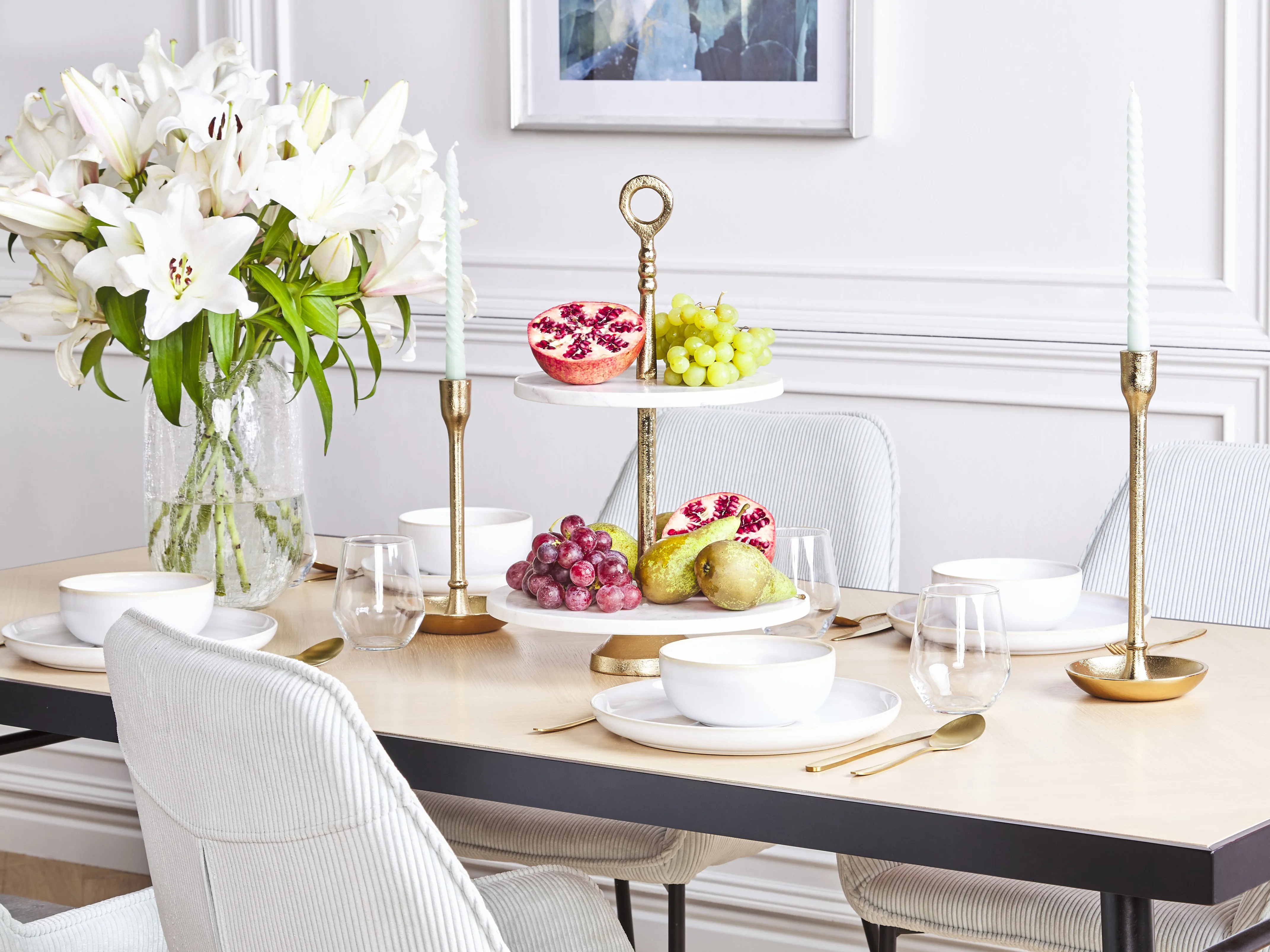 Cake Stand TARUM Stone White Marble