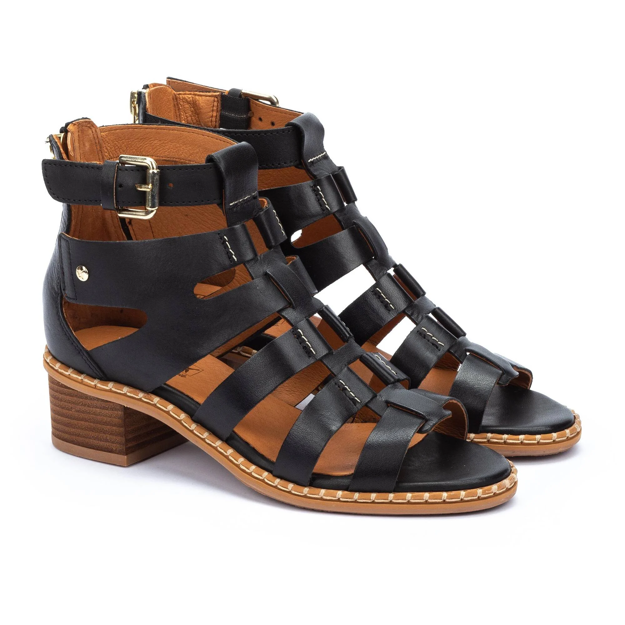 BLANES - Sandalias de tacón bloque con cremallera para mujer