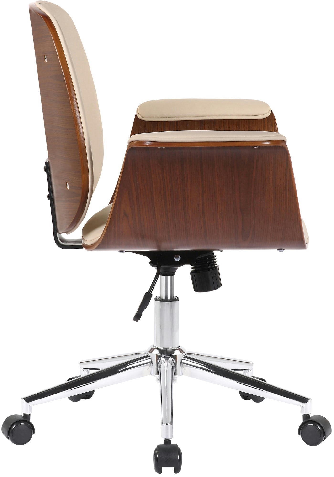 KEMBERG - Chaise de bureau réglable en bois Noyer / Crème