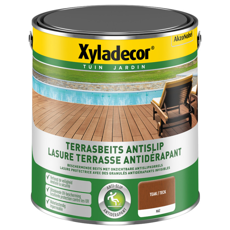 Lasure pour terrasse antidérapante teck 2,5 L XYLADECOR