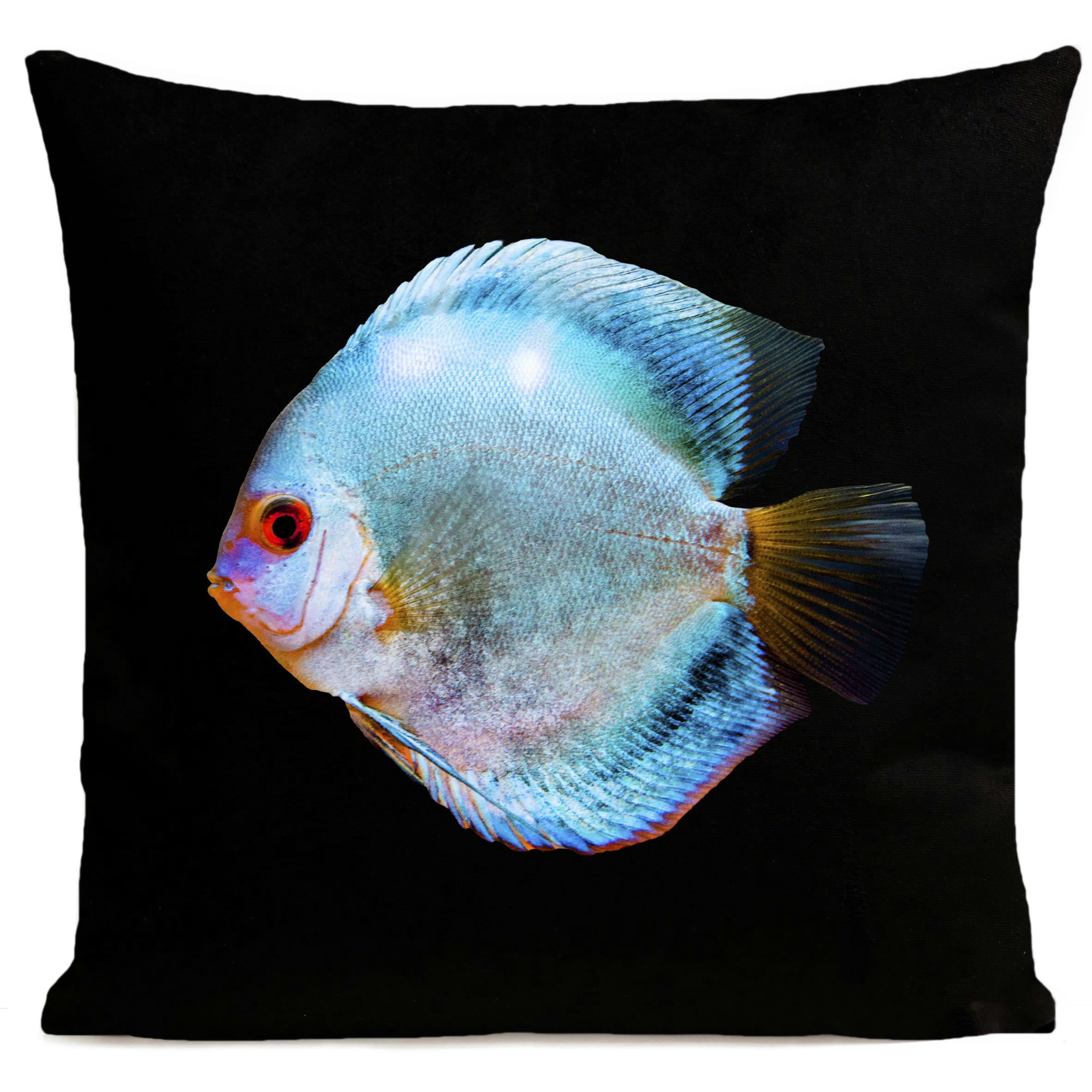 - Coussin bord de mer poisson suédine noir 40x40cm