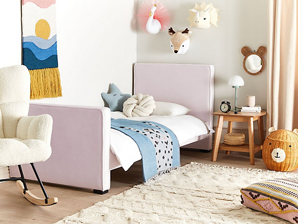 Lit d'enfant Velours TEENIE 90 x 200 cm Rose pastel