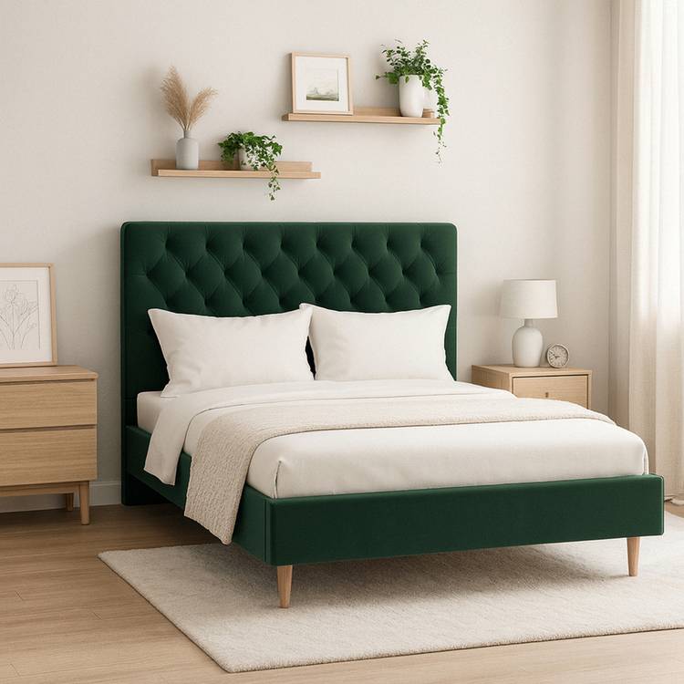 Millbrook Chester Double Velvet Bed Frame - Green