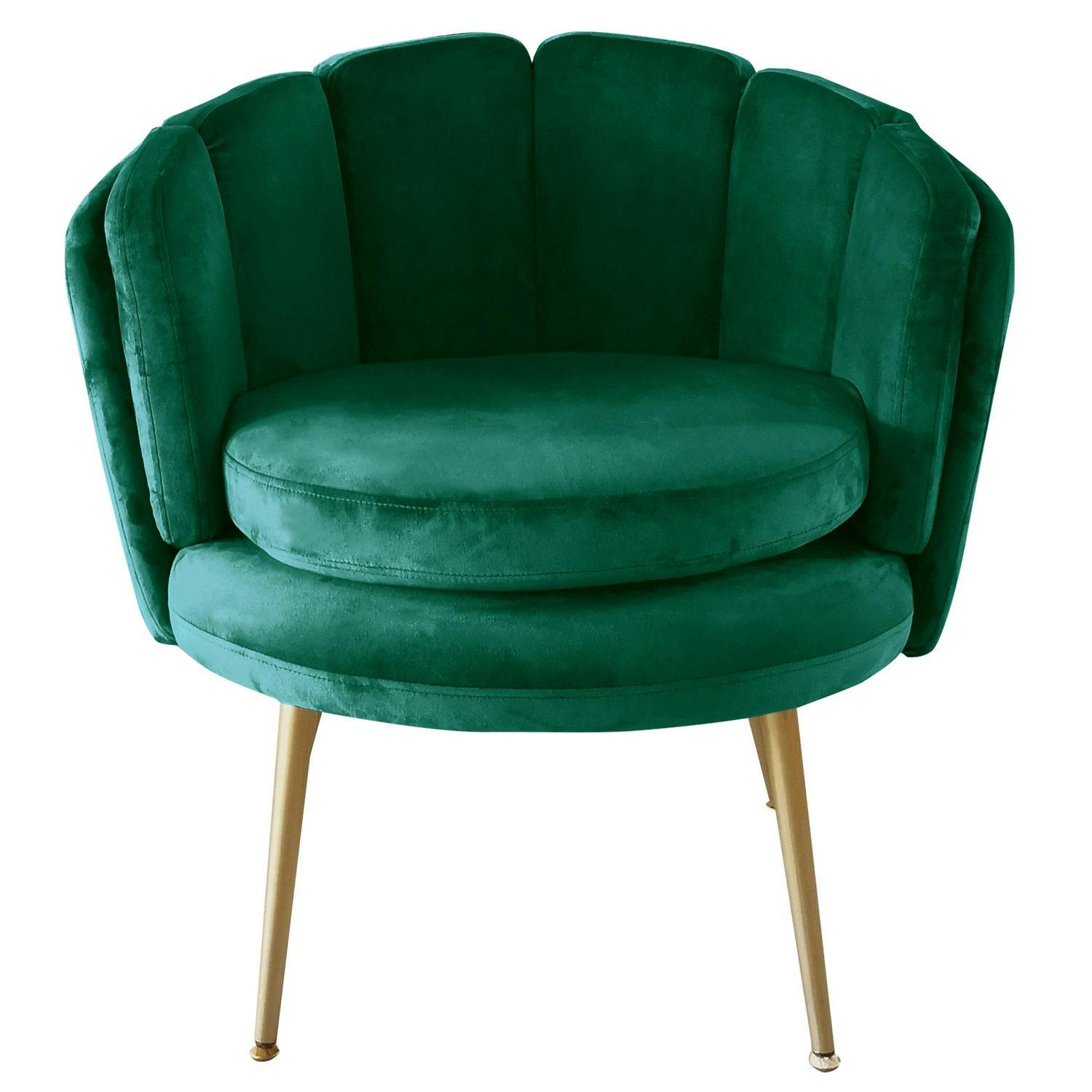 BRENDA - Fauteuil arrondi velours vert