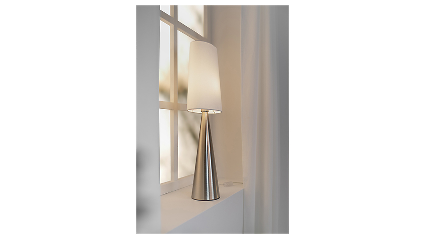 Lampa stołowa Conus tkaninowa biało-srebrna