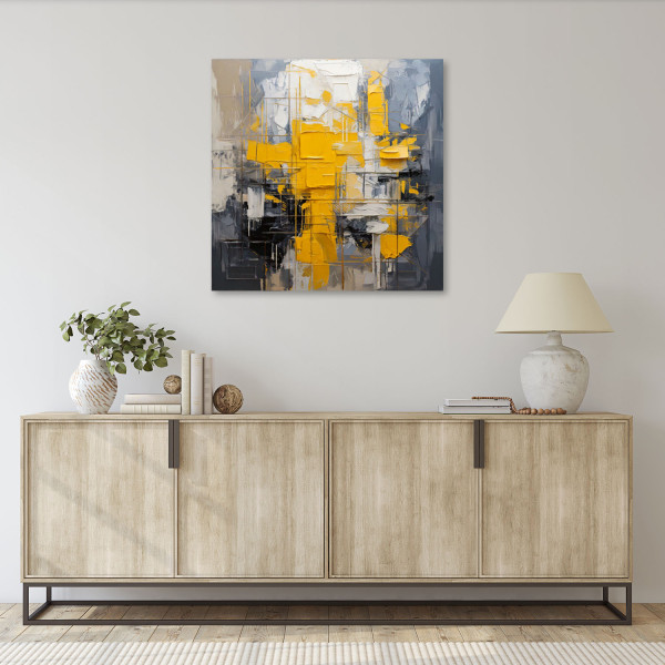 Feeby Obraz na płótnie, Abstrakcja Geometryczna Żółty Nowoczesna 30x30