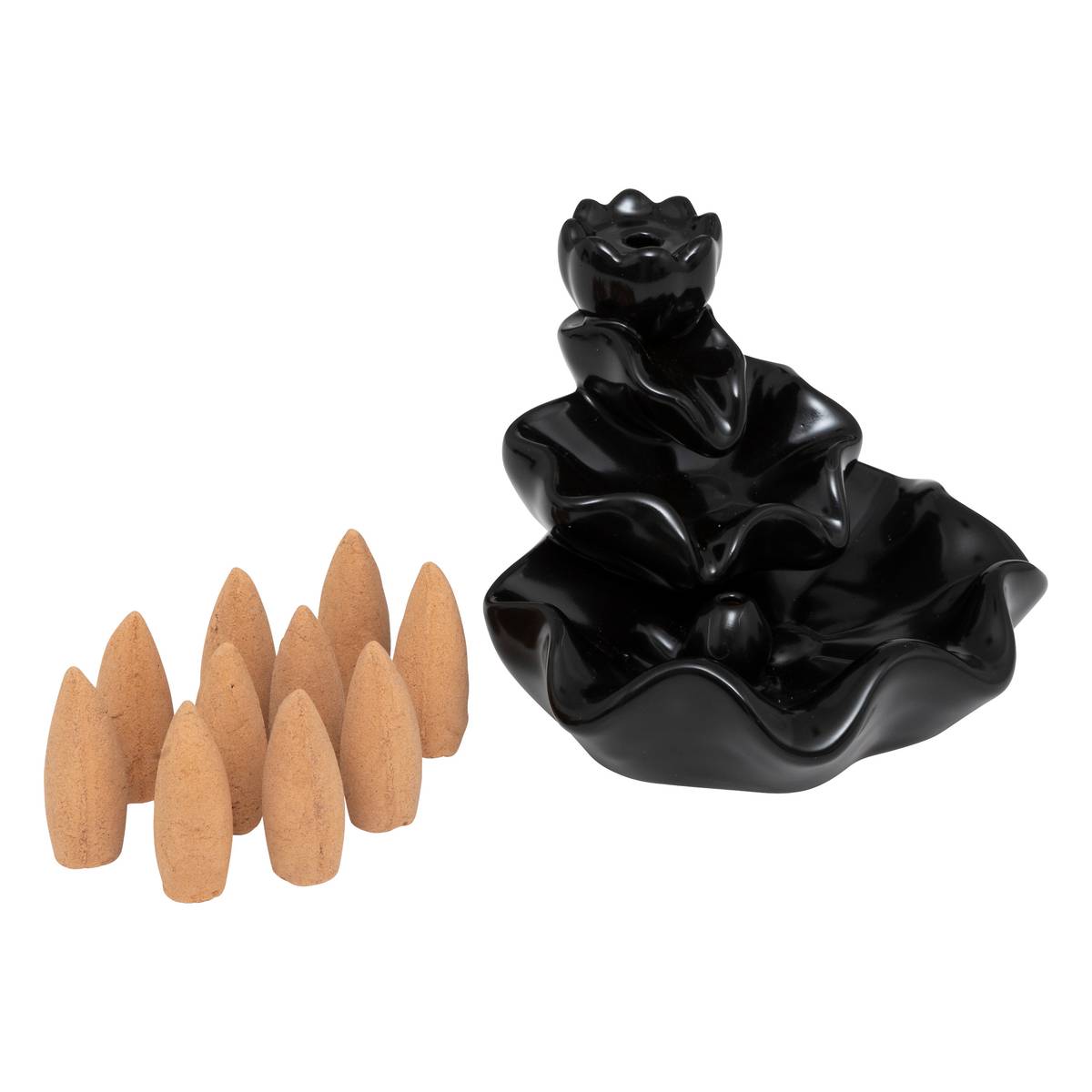 Incense fountain "Iloe" Black, 9.5x10.5 cm