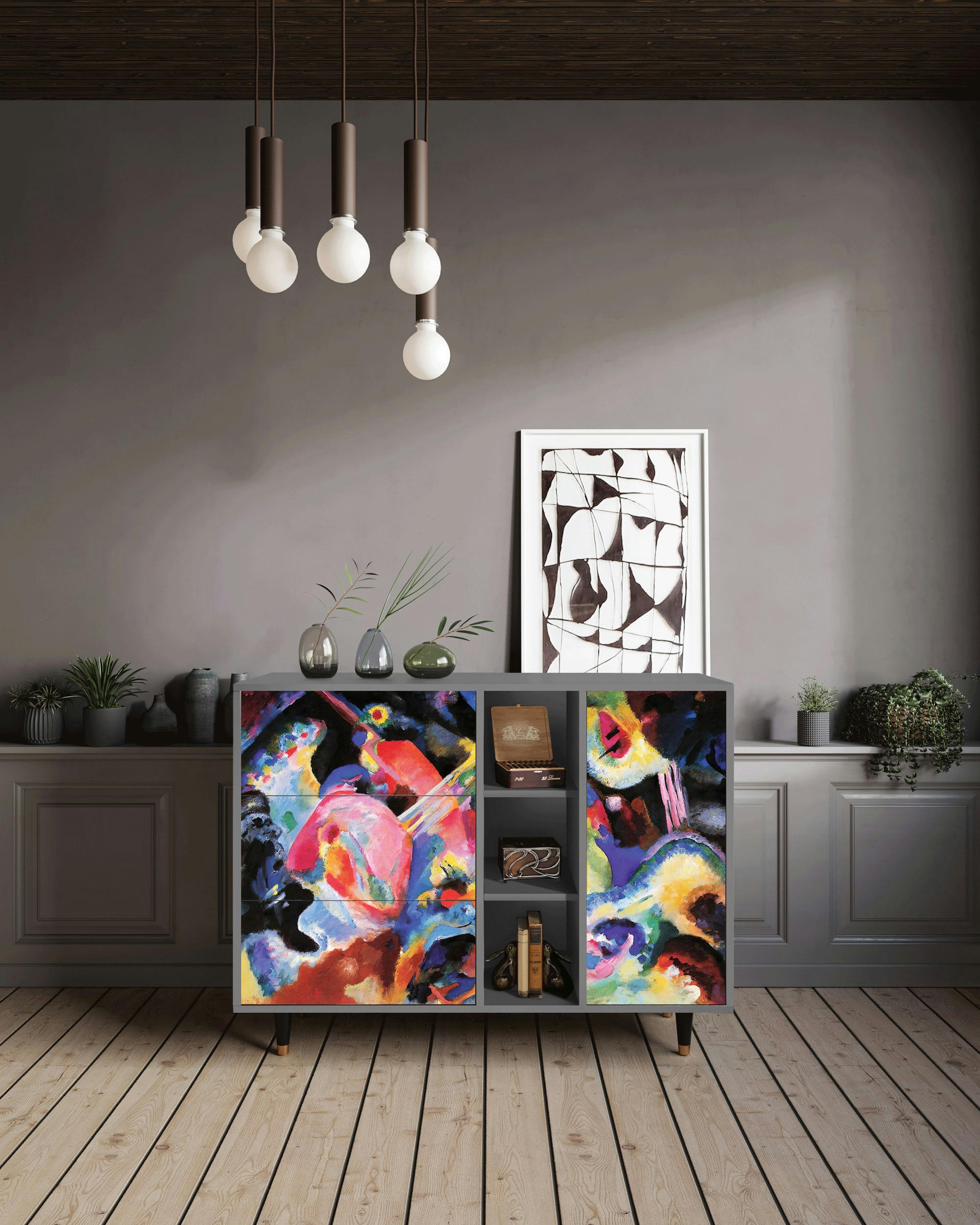 KANDINSKY - Buffet  multicolore 3 tiroirs et 1 porte L 125 cm