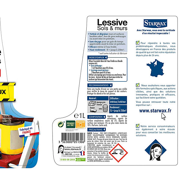 Lessive gros travaux sans rinçage Starwax 1L