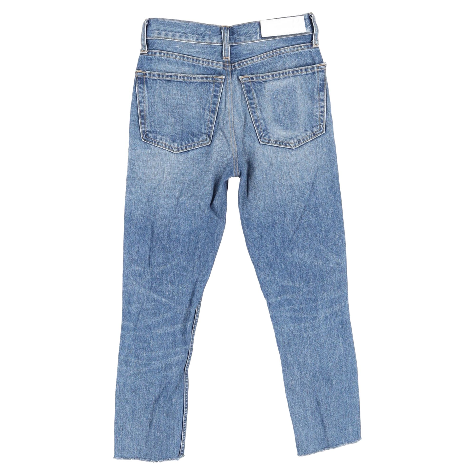 Re Done Preloved High-Rise Slim-Fit Jeans in Blue Cotton Denim