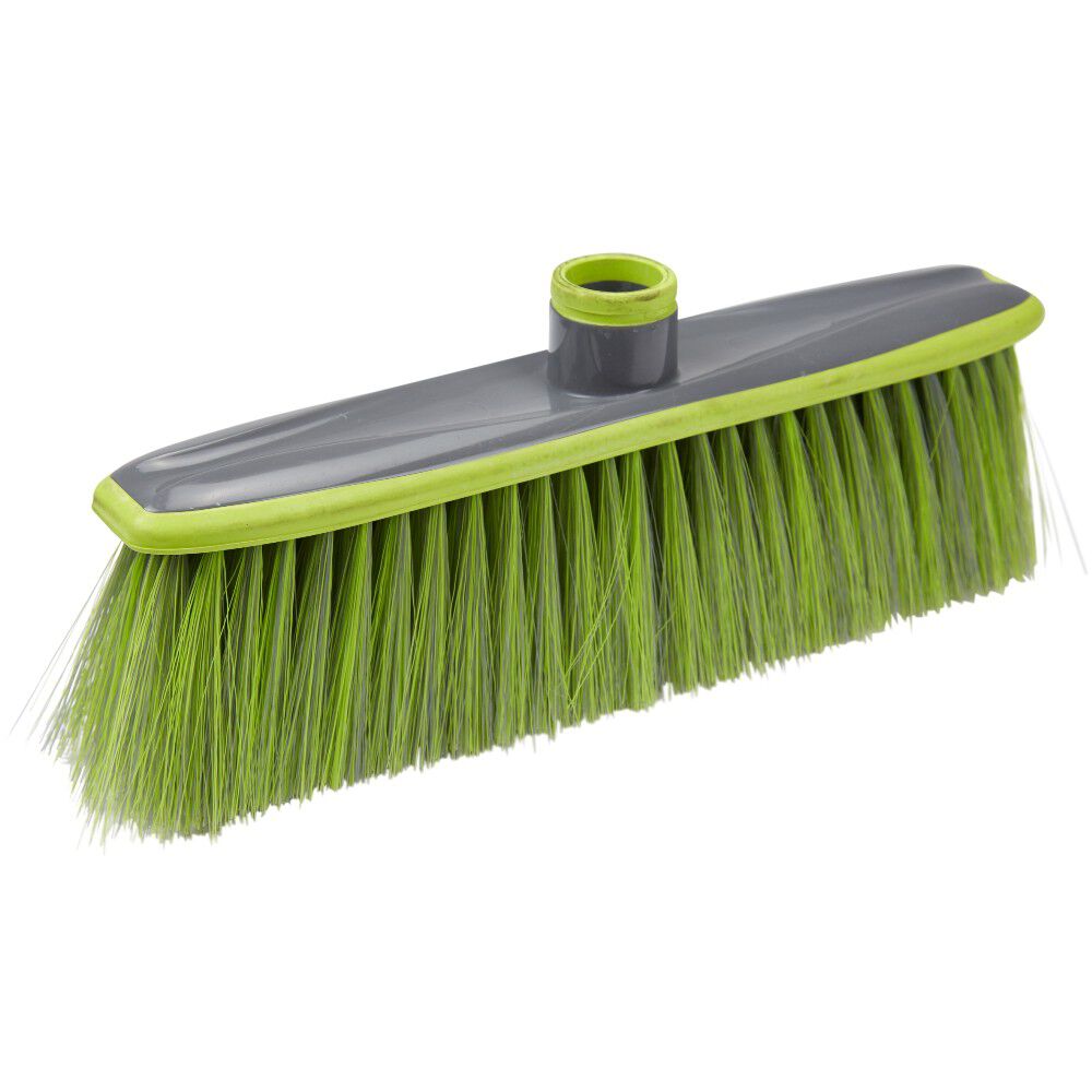Tête de balai d'intérieur droit en plastique contour antichoc vert et gris