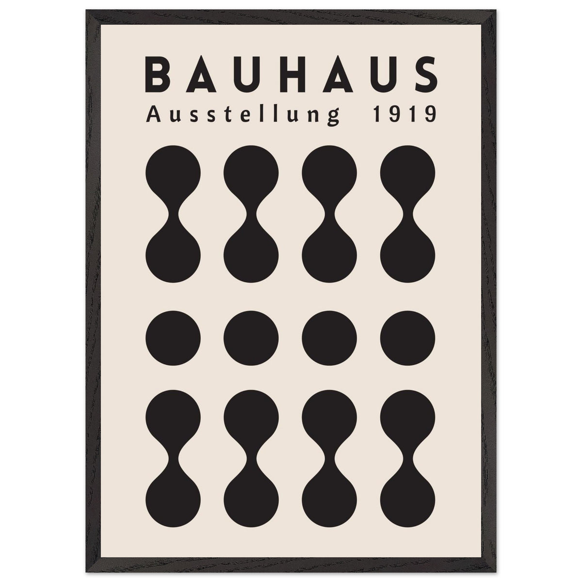 Artfulprints Poster met Lijst Bauhaus - Ausstellung 1919  - 50x70 cm - Zwart / Wit